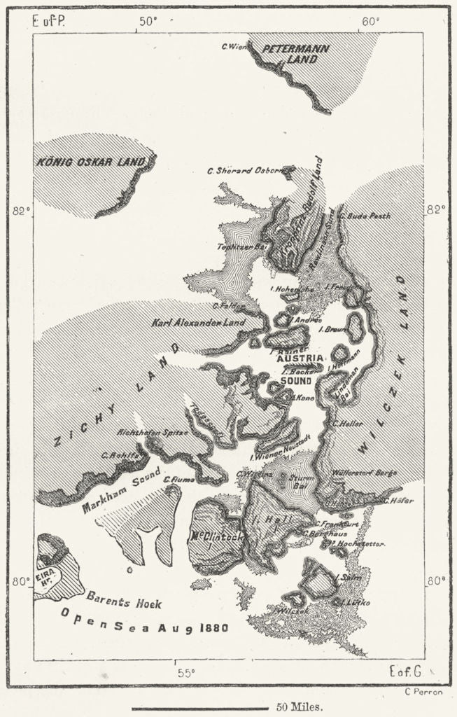 ARCTIC. Franz-Joseph Land, sketch map c1885 old antique vintage plan chart